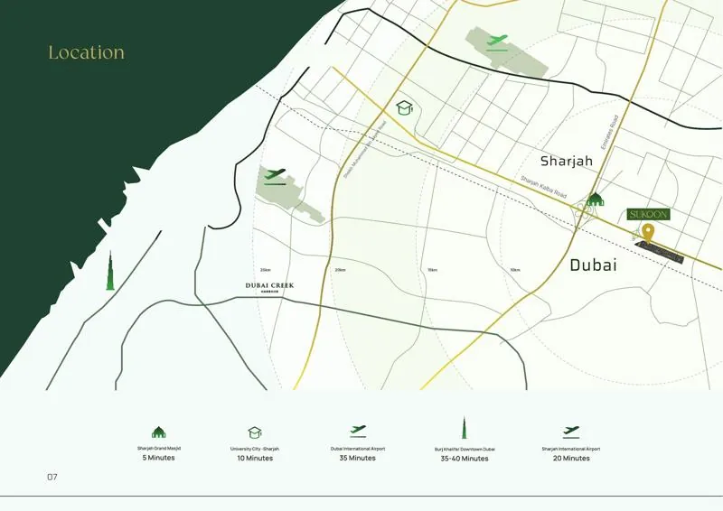 خريطة موقع مشروع سكون من سانزن في الشارقة